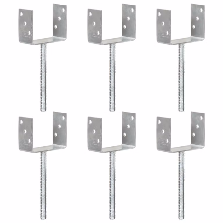 Set di 6 picchetti per recinzione vidaXL in acciaio zincato argento L/P/H: 12 x 6 x 30 cm