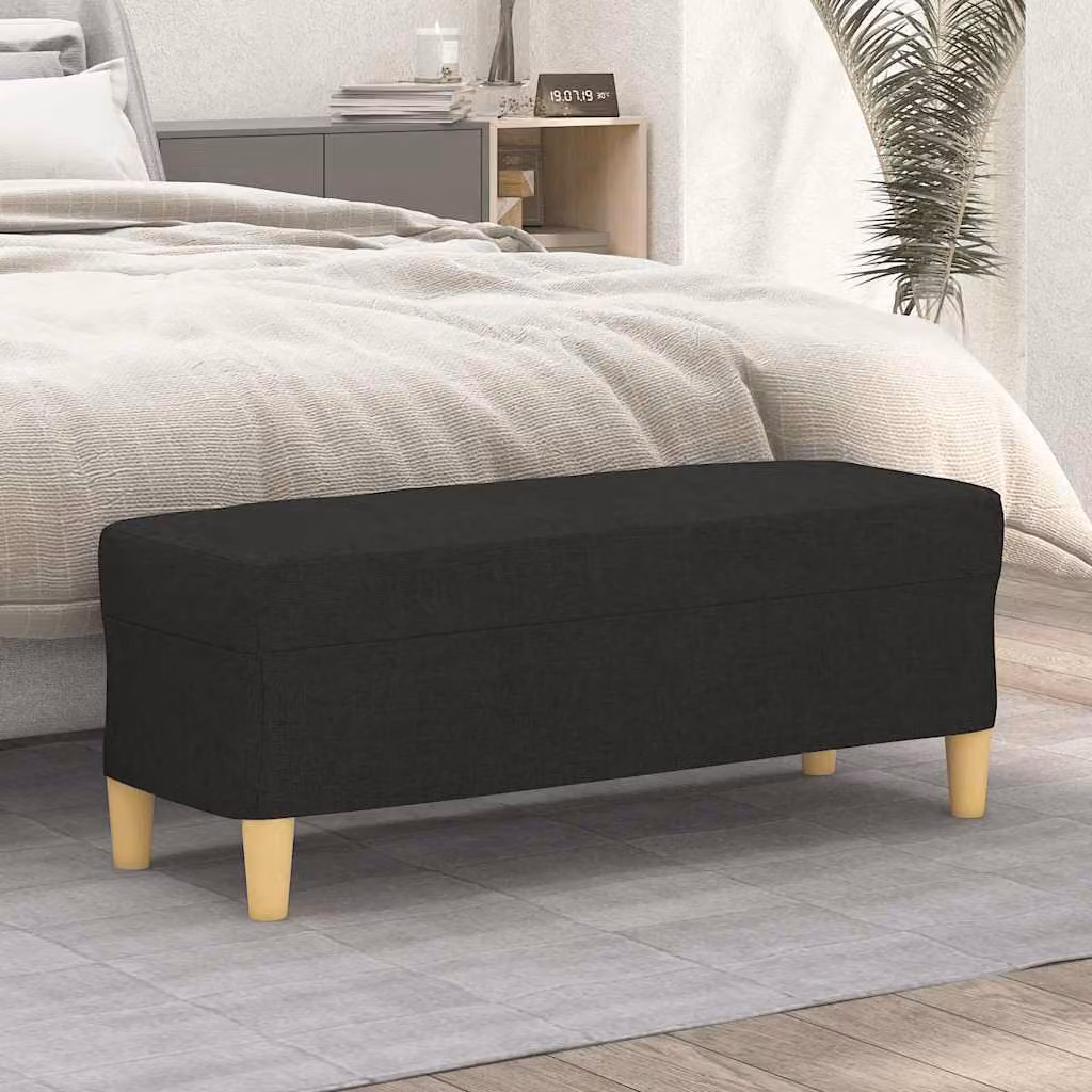 Panca moderna vidaXL in tessuto nero con struttura in legno L 100 cm x P 35 cm x H 41 cm