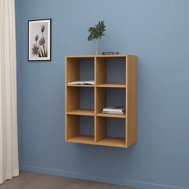 Libreria Acquaro DMORA in Rovere, Mobile con ripiani da parete per ufficio o soggiorno, L: 60 cm, P: 25 cm, H: 90 cm – 1