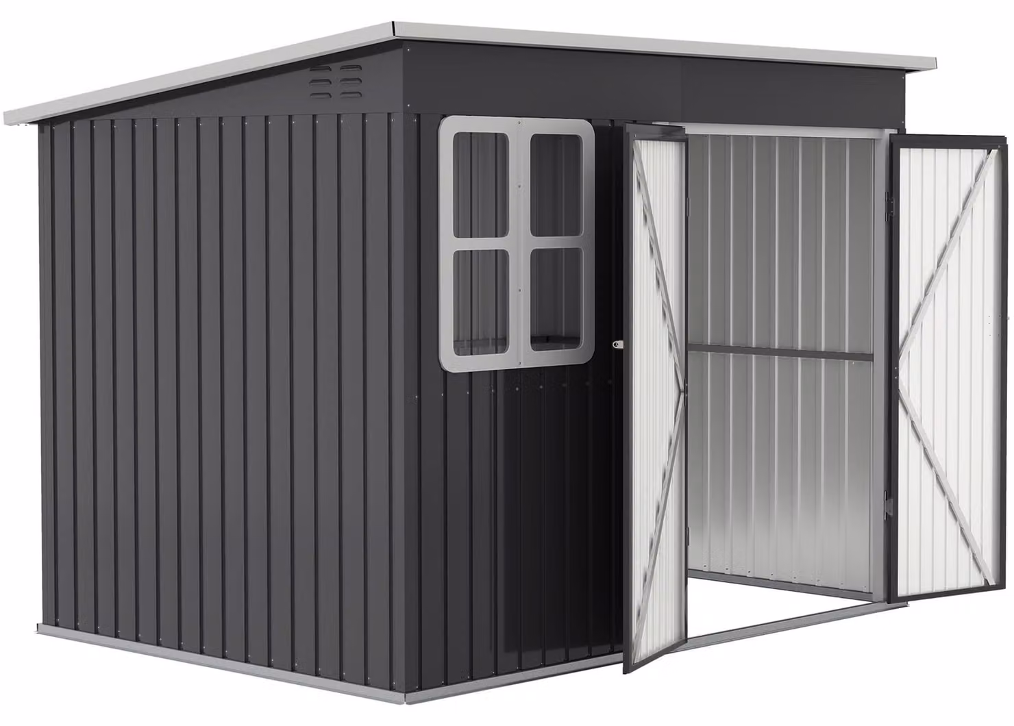 Casetta da giardino Outsunny, con finestra, 260 x 177 x 190 cm, grigio scuro