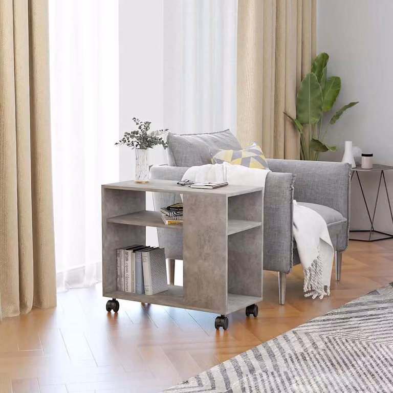 Tavolino da soggiorno vidaXL in stile industriale grigio con finitura opaca, L: 70 cm, P: 35 cm, H: 60,5 cm