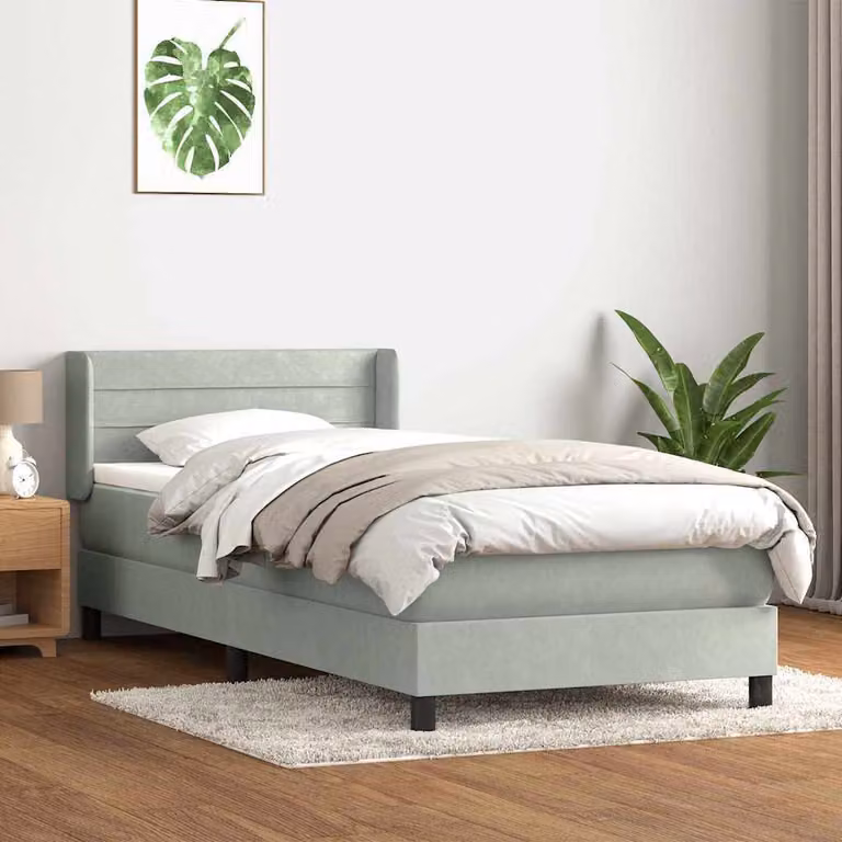 Maison Exclusive - Giroletto a Molle con Materasso Grigio Chiaro 80x220 cm Velluto