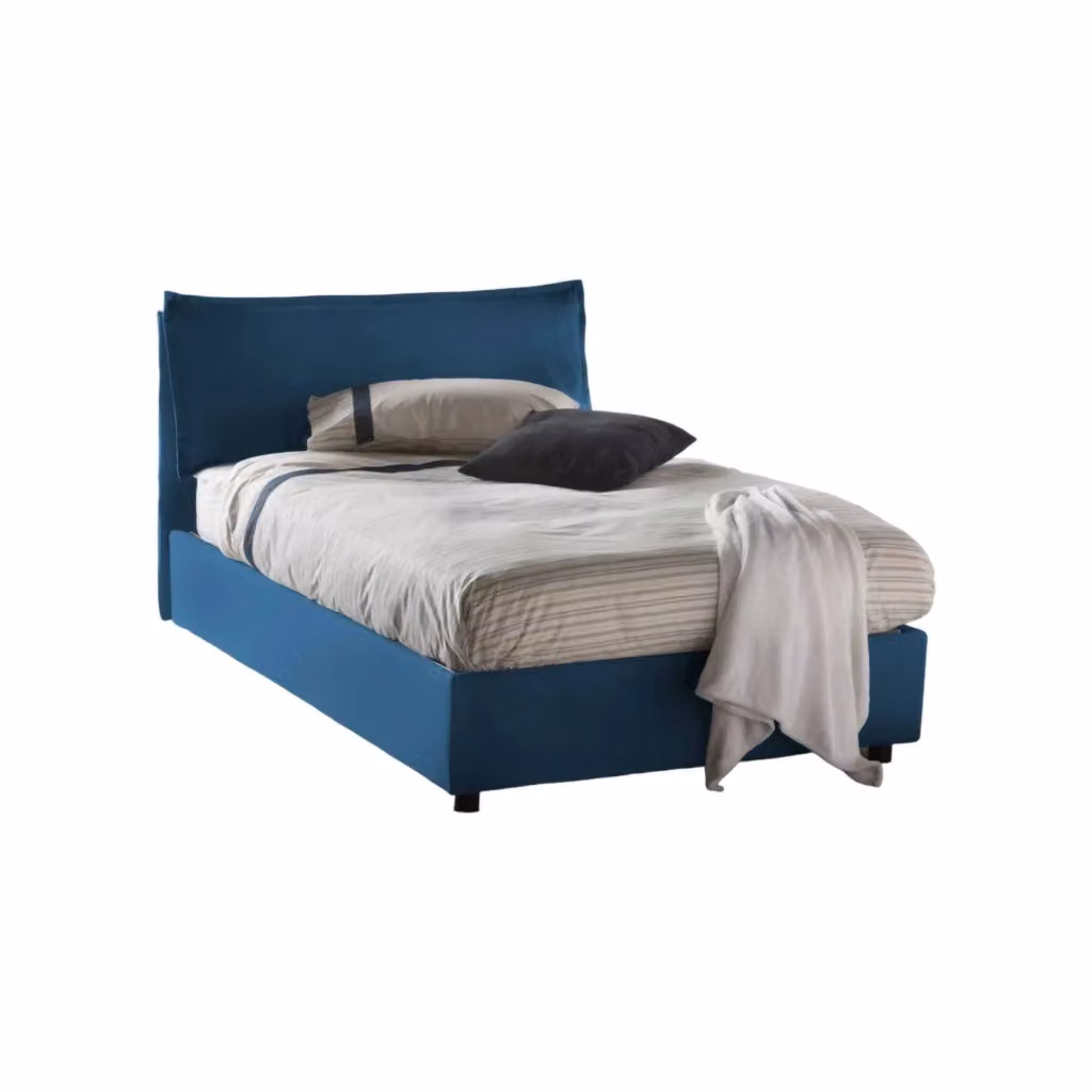 Letto Arnaldo Talamo Italia, Piazza e Mezza, Blu, con contenitore a sollevamento, L/P/H: 120 x 200 cm – 2