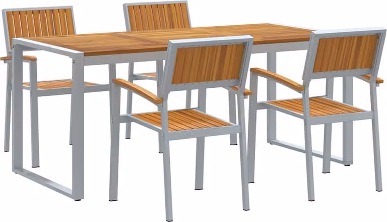 Set da Pranzo per Giardino 5 pcs Grigio