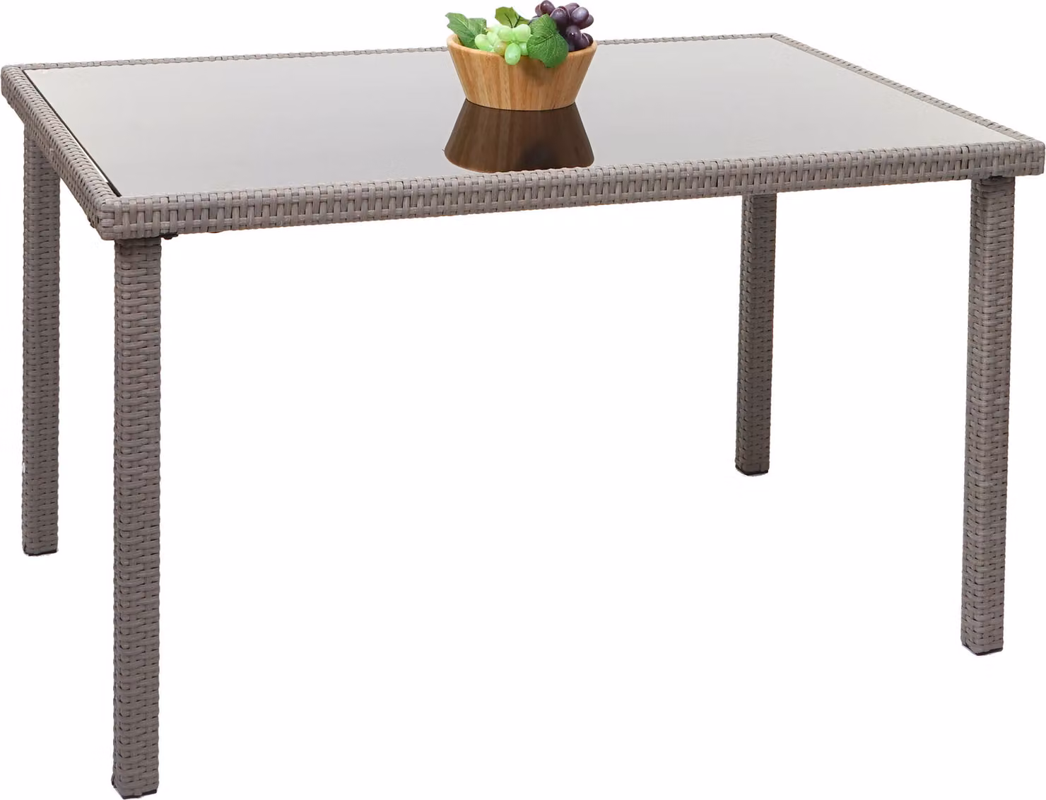 Tavolo in poly-rattan HWC-G19, tavolo da giardino tavolo da balcone, 120x75cm ~ grigio