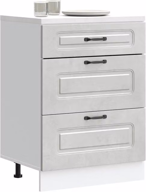 Armoire de cuisine Kalmar gris béton bois d'ingénierie
