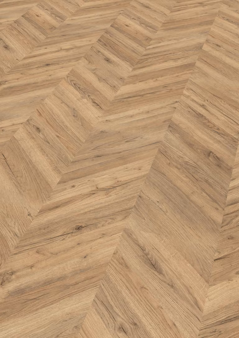 Pavimento laminato EGGER NatureSense* EL203F, finitura "Rillington Eiche dunkel", dimensioni 1292x327x8 mm
