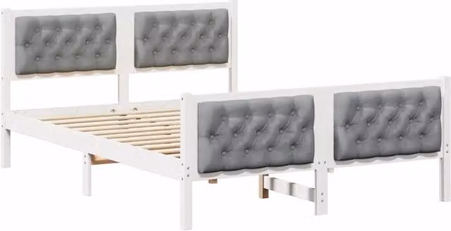 Letto matrimoniale | Letto per adulti | Struttura del letto Grigio chiaro 140 x 190 cm Pino massello