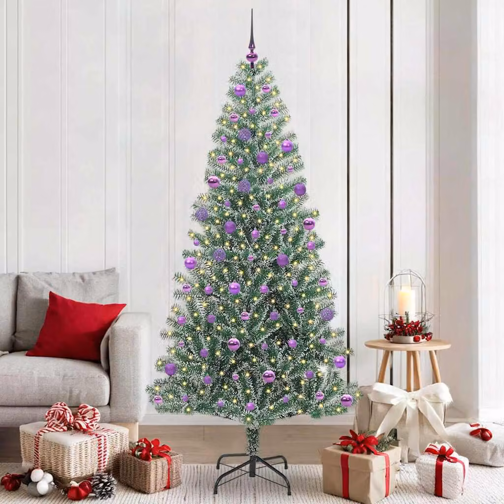 Maison Exclusive - Albero di Natale artificiale, ricoperto di neve, con luci LED, altezza 210 cm