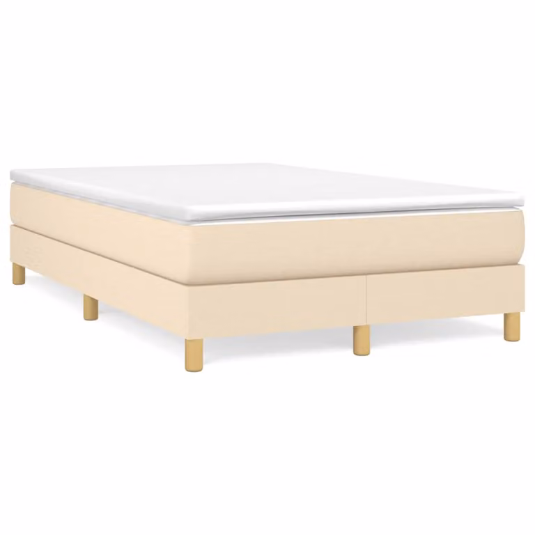 vidaXL Giroletto a Molle con Materasso in Tessuto Beige e Bianco L/P/H: 120 x 190 x 25 cm
