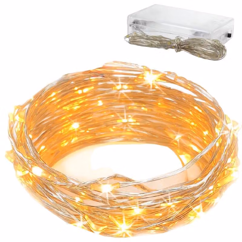 Verk 26020 Catena luminosa a batteria 100 LED bianco caldo 10 m