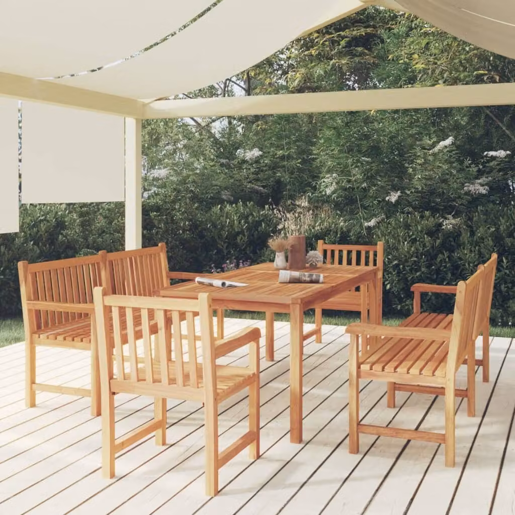 Maison Exclusive - Set da pranzo da giardino in teak massiccio, 5 pezzi