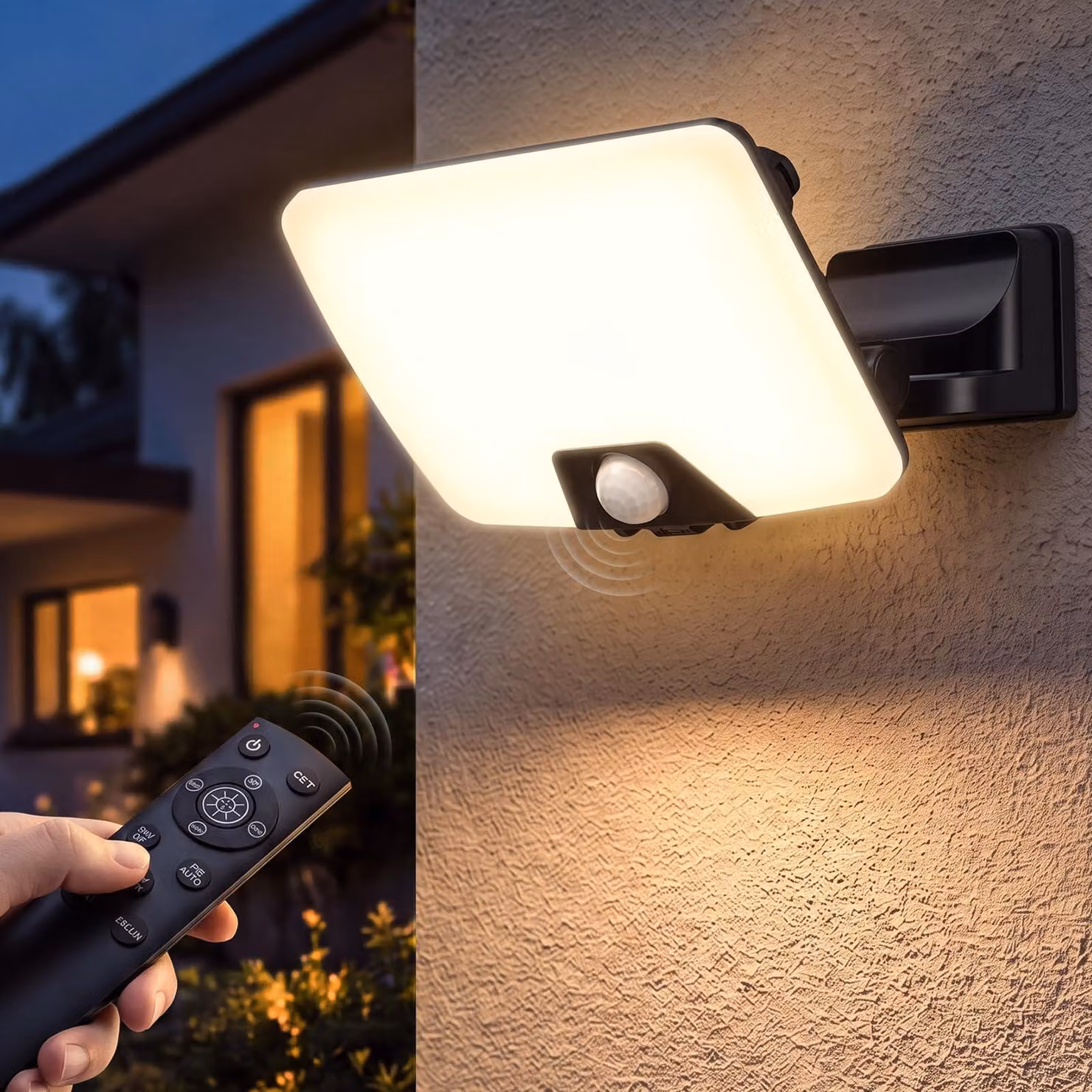Lampada da esterno a LED con sensore di movimento, 20W, 1400 lumen, grado di protezione IP65, dimmerabile