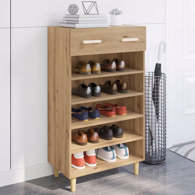 Scarpiera mobile vidaXL in legno ingegnerizzato marrone e beige, L 60 cm x P 35 cm x H 105 cm