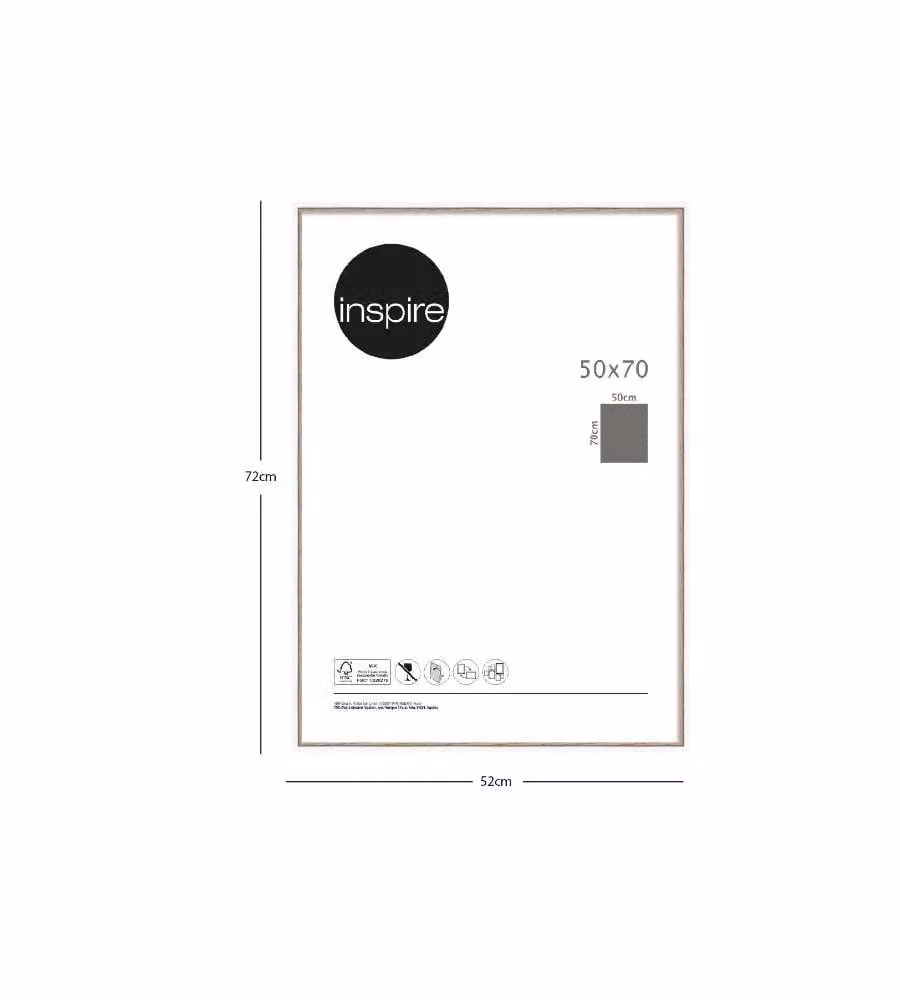 Cornice Portafoto 50x70 cm in Legno Bianco e Naturale Rettangolare