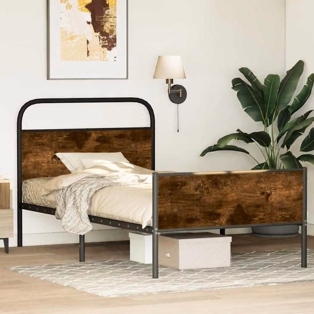 vidaXL Giroletto senza Materasso in Rovere Sonoma e Truciolato, L 100 x P 200 cm, Marrone