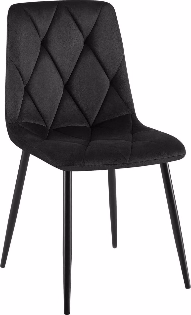 Sedia da pranzo, sedia in velluto - Elevato comfort di seduta - Struttura in metallo nero | Colore: Nero