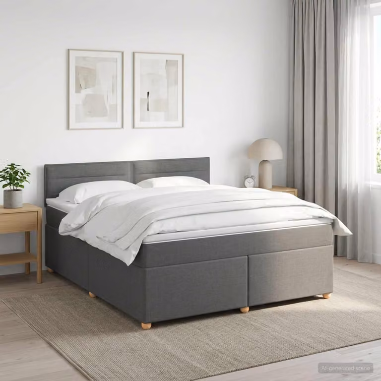 Letto box spring vidaXL con materasso a molle insacchettate, Grigio Scuro, L/P: 140 x 200 cm