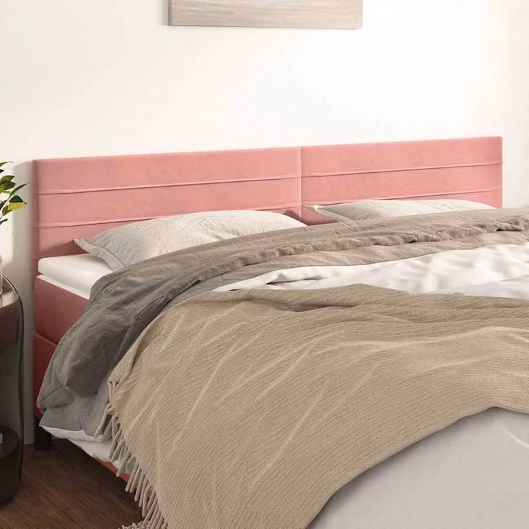 Testiera per letto vidaXL in velluto rosa con pannello imbottito L: 200 cm, P: 5 cm, H: 78-88 cm