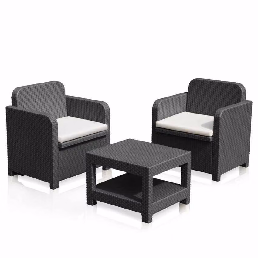 Sedia da giardino Grand Soleil Giglio Bar Rattan 2 posti - Nero