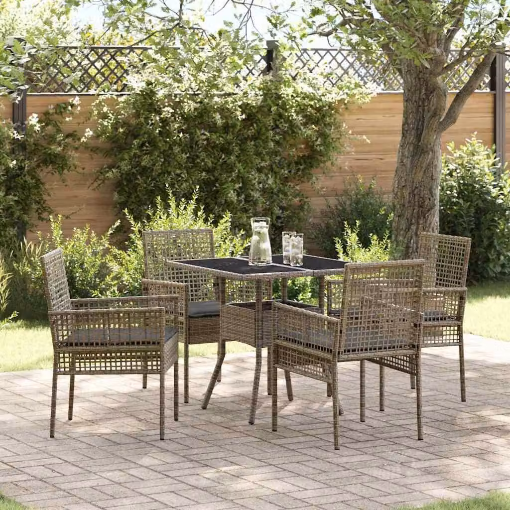 Maison Exclusive - Set da Pranzo per Giardino 5 pcs Grigio polyrattan