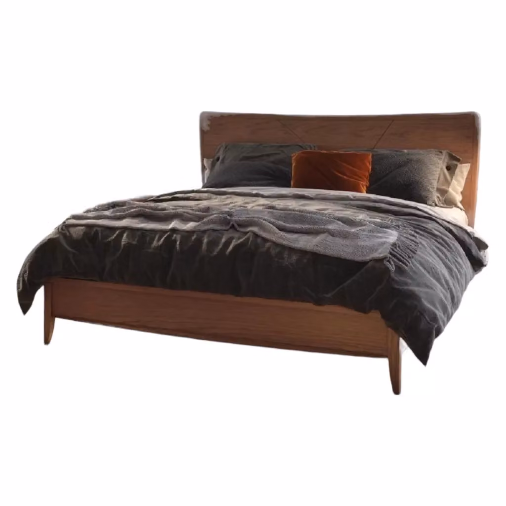 Letto matrimoniale moderno in legno di frassino color marrone Mobili 2G L: 184 cm, P: 210 cm, H: 121 cm – 2