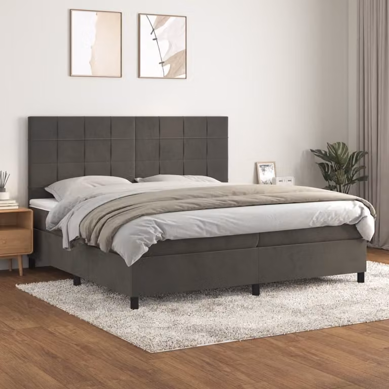 Maison Exclusive - Giroletto a Molle con Materasso Grigio Scuro 200x200 cm Velluto