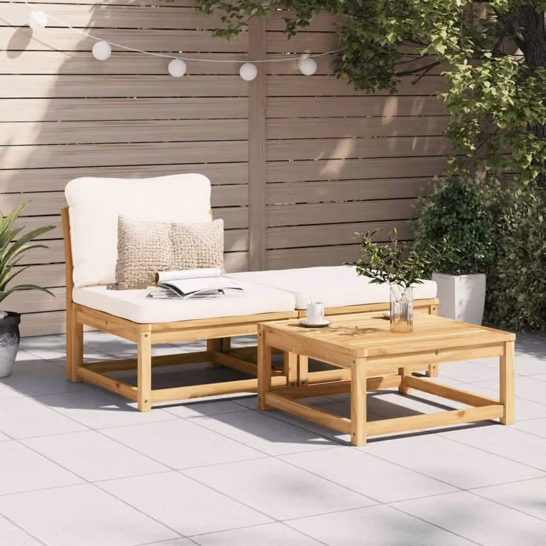 Maison Exclusive - Set da giardino 3 pezzi con cuscini in legno massello di acacia