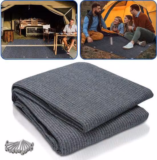Tappeto per tenda, tappeto per gruppo di tende, 250 x 400 cm, grigio-blu, 13 picchetti