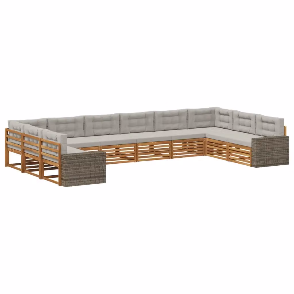 Set di divani da giardino vidaXL in legno di acacia con cuscini beige e grigi – 2