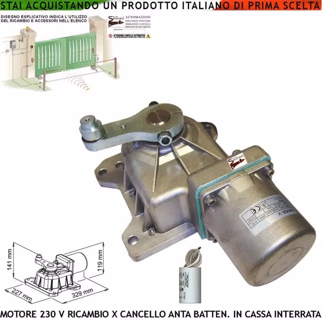 Motore Elettrico 230 V Under per Cassa Fondazione con Sblocco a Chiave, Ideale per Concello Automatico Anta Battente 2,5 MT, Lavoro Intensivo 250 Nm, IP67, Colore Argento