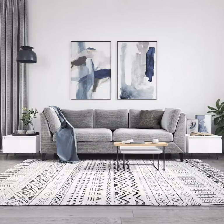 Set di 2 tavolini da salotto vidaXL in legno e metallo, finitura bianco lucido, L/P/H: 50 x 46 x 35 cm
