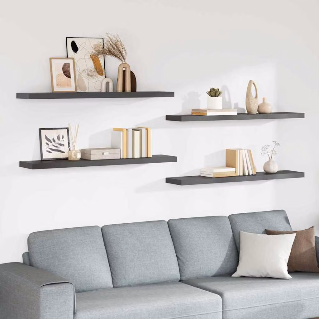 Set di 4 Scaffali a Parete vidaXL in MDF Grigio Lucido L 120 cm x P 23,5 cm x H 3,8 cm