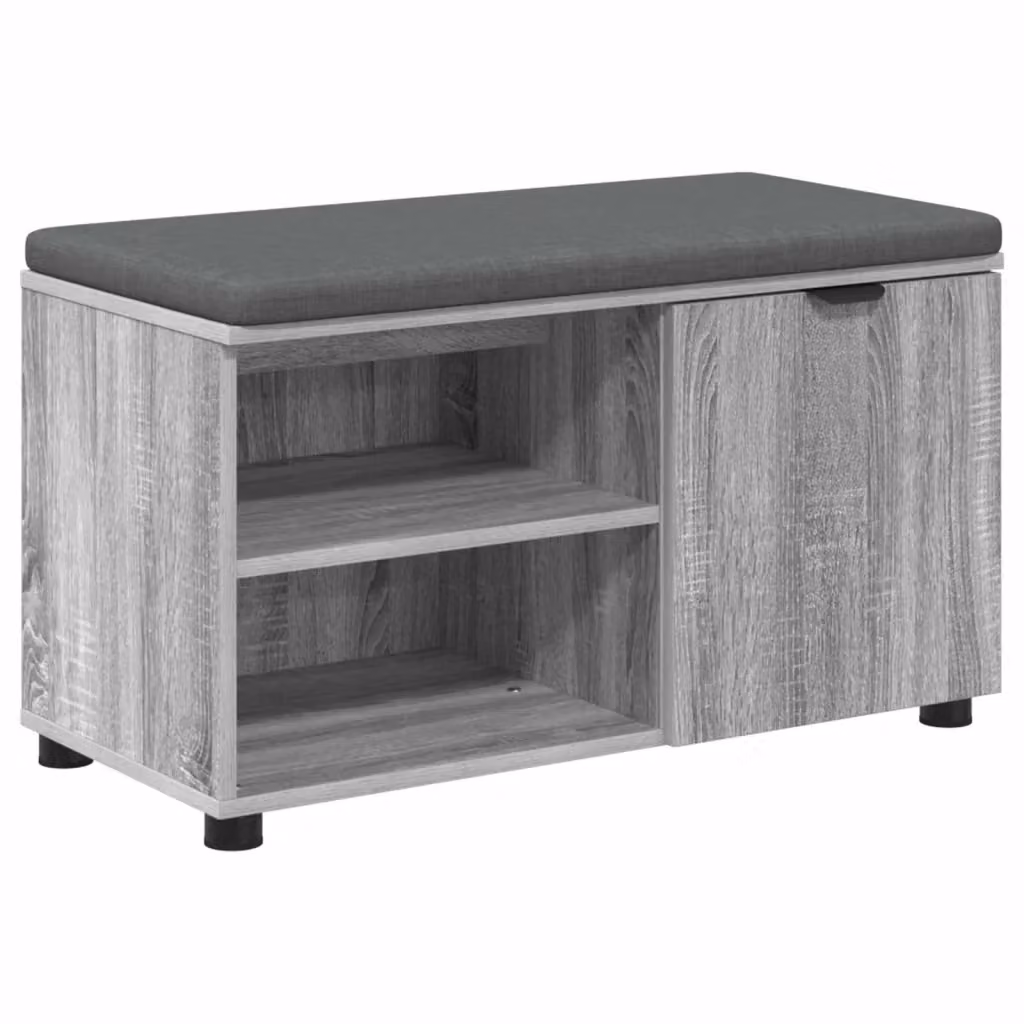 Panca per ingresso con scarpiera e cuscino vidaXL, Grigio, L 80 x P 38 x H 46 cm – 2