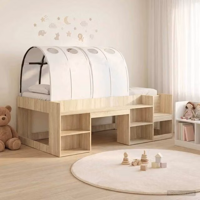 Letto con Tunnel con lo scaffale 3 pz Rovere Sonoma e Bianco 3423641