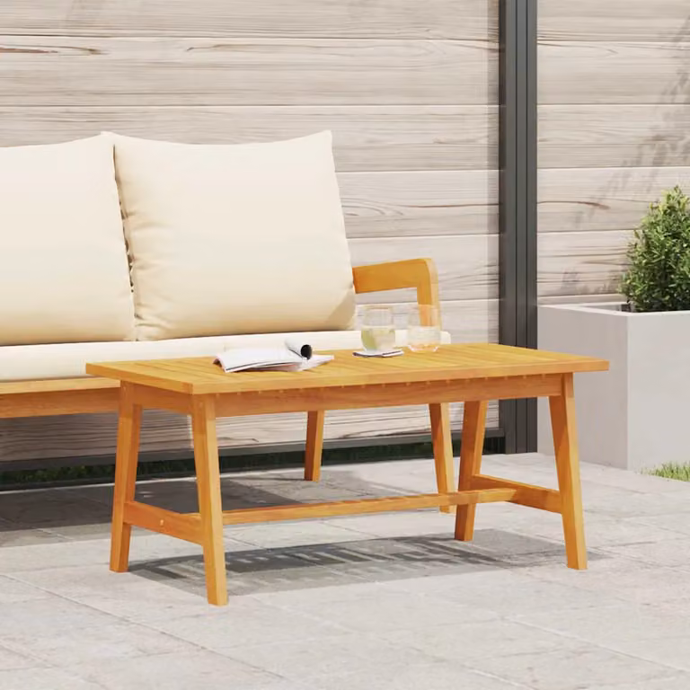 vidaXL Tavolino da salotto moderno in legno di acacia massello oliato, marrone, L: 90 cm, P: 45 cm, H: 45 cm