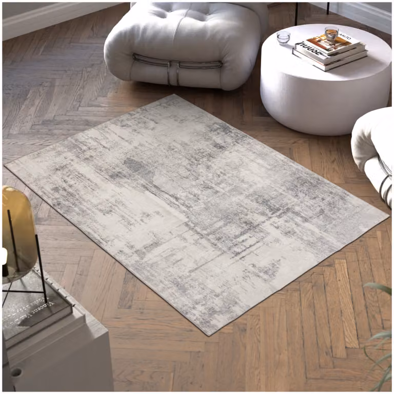 Tappeto design moderno abstract tectake, lavabile e antiscivolo, beige e grigio, L: 120 cm x P: 170 cm