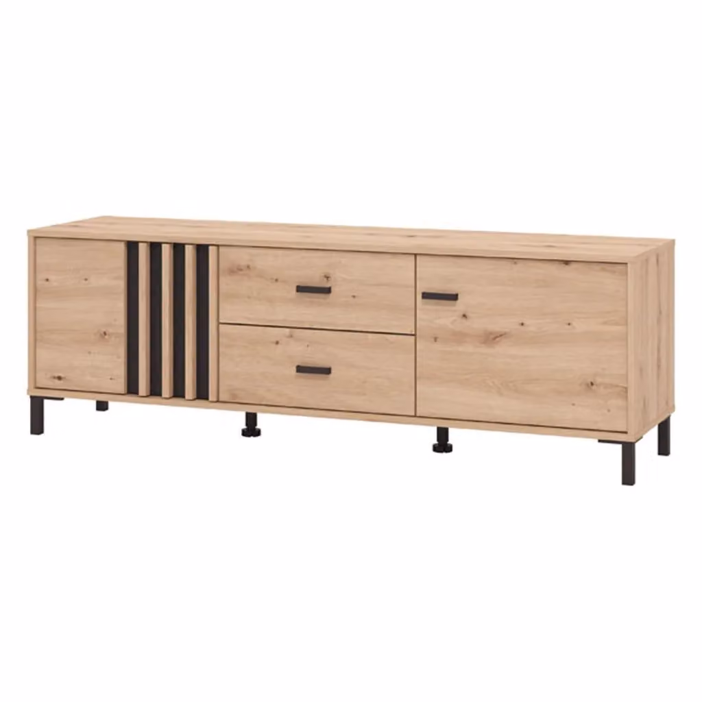 Mobile Porta TV DMORA Caivano con 2 Cassetti in Rovere Marrone, L 157 cm x P 40 cm x H 52 cm – 2