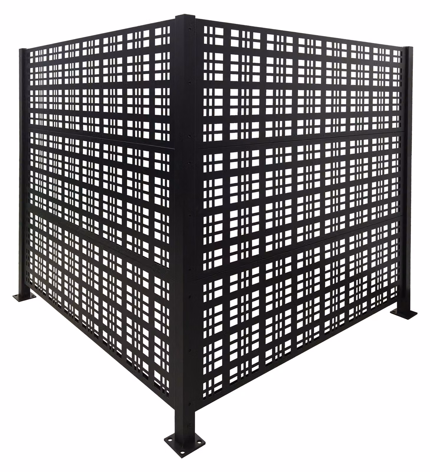 Copertura per bidoni della spazzatura Relaxdays, Square, 2 pannelli da 120 x 120 cm (A x L) ciascuno, schermo modulare, recinzione per bidoni della spazzatura, nero