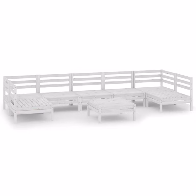 Set Salotto da Giardino 8 pz in Legno Massello di Pino Bianco