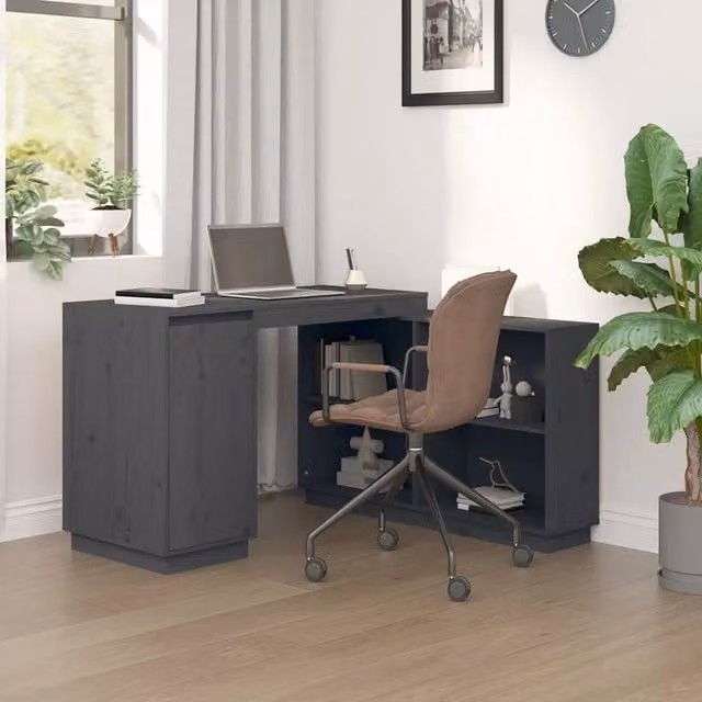 Scrivania da ufficio vidaXL in legno di pino grigio L: 110 cm, P: 50 cm, H: 75 cm