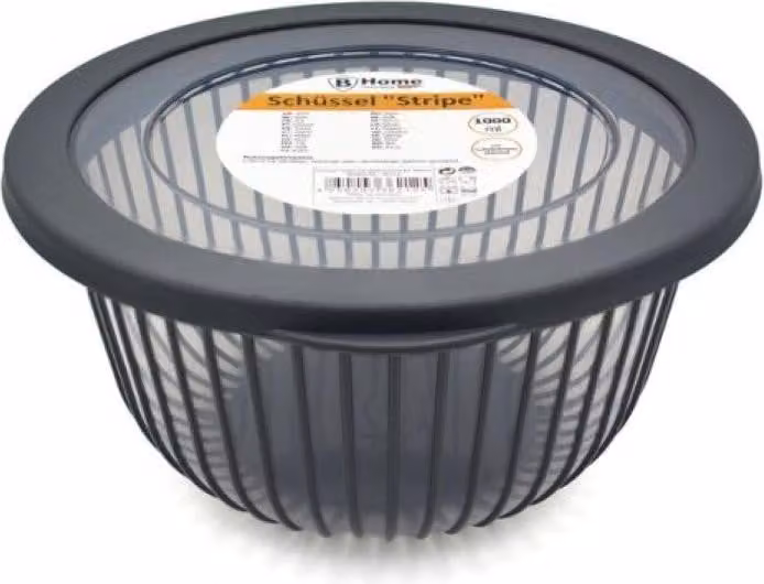 Ciotola con coperchio ermetico con design a strisce - Antracite 1000 ml