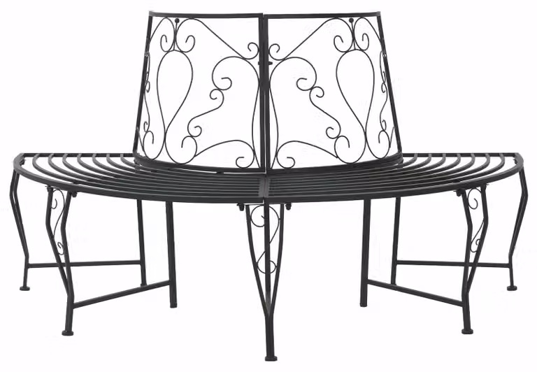 Panca da esterno, modello "Stromová", per 4 persone, dimensioni 160 x 80 x 89 cm, realizzata in acciaio, colore nero