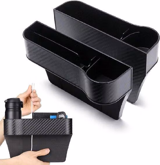 Organizer da auto a due scomparti con presa di ricarica USB - Contenitore da appoggio per sedili, bracciolo e accessori per tenere in l'auto