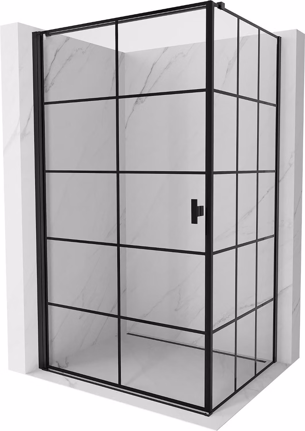 Mexen Mist-B cabina doccia pieghevole sinistra 100 x 80 cm, griglia nera, nero - 8A2T-100-080-70-77-L