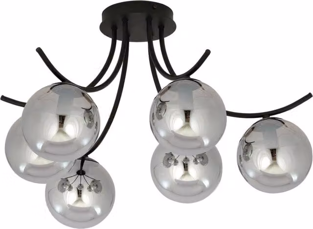 Lampadario Emibig Boston 6xE14 nero grafite vetro moderno