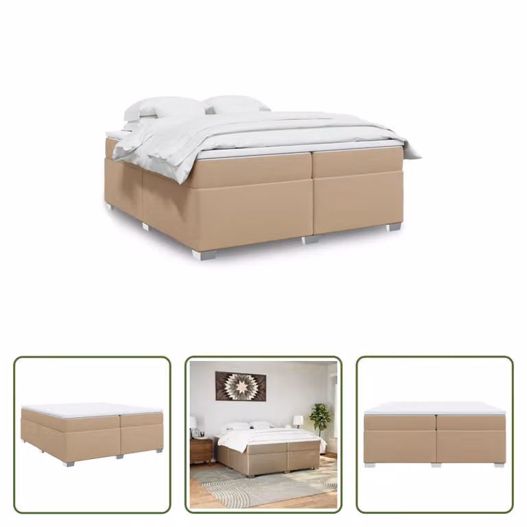 The Living Store Letto a molle insacchettate Materasso cappuccino marrone 200x200cm Similcuoio
