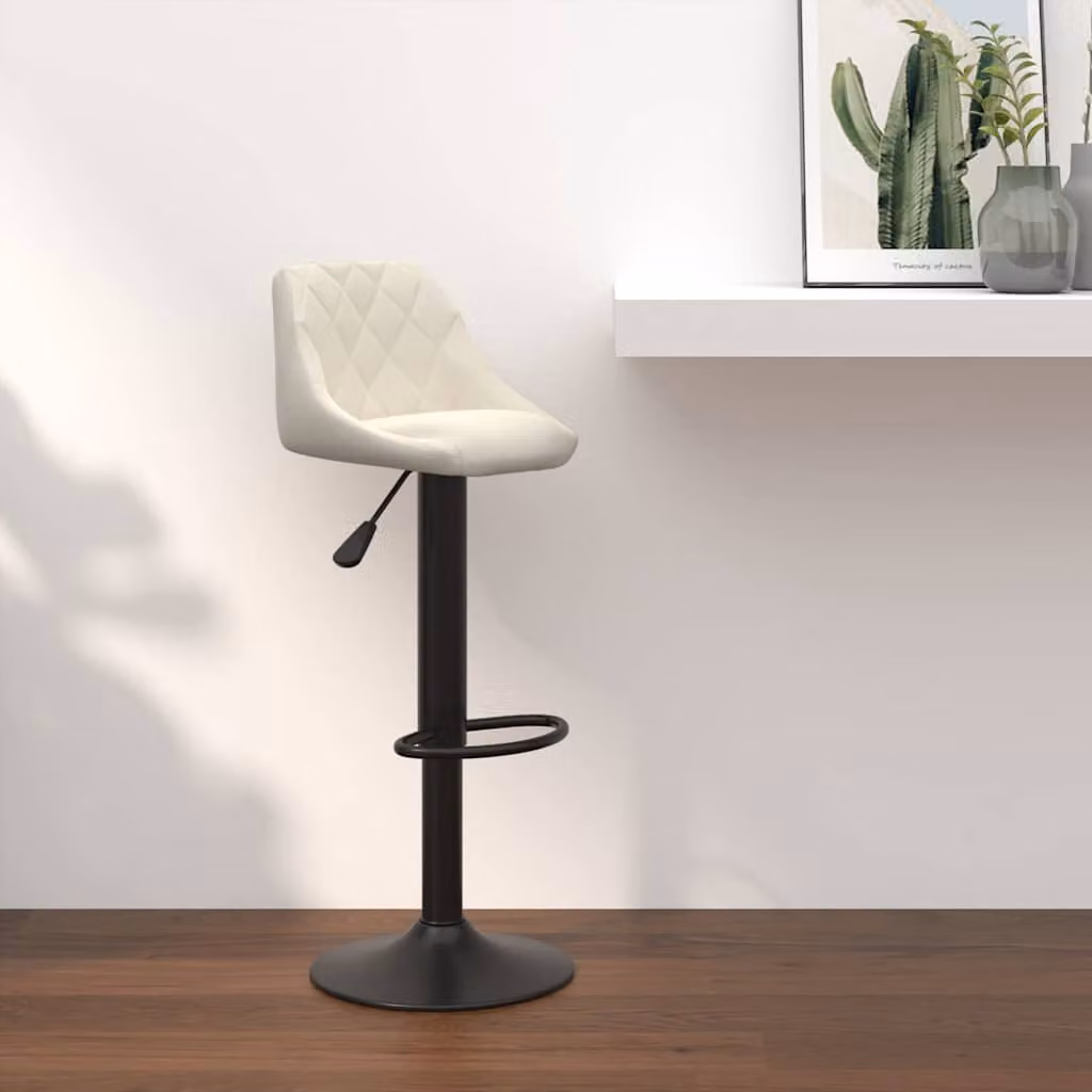 Sgabello da Bar vidaXL in Velluto Beige con Struttura in Metallo e Plastica, H 103 x L 44 x P 46 cm