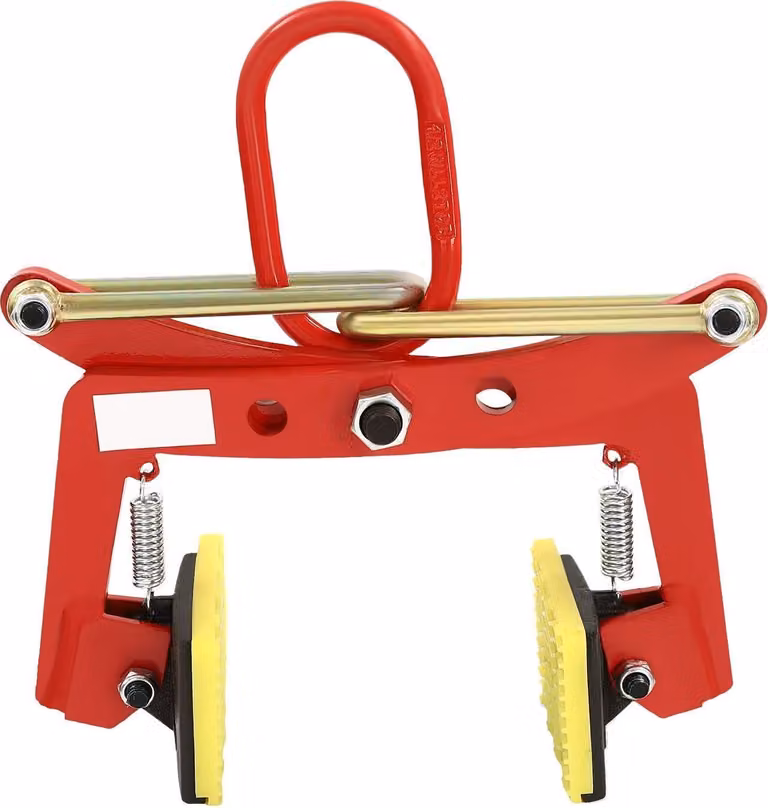 Morsetto per pietra - Morsetto di sollevamento per lastre - Carico pesante - Capacità di carico 330 kg - Regolabile - Acciaio al carbonio - Rivestimenti antiscivolo in gommaPoliuretano- Per marmo/granito - Rosso/giallo