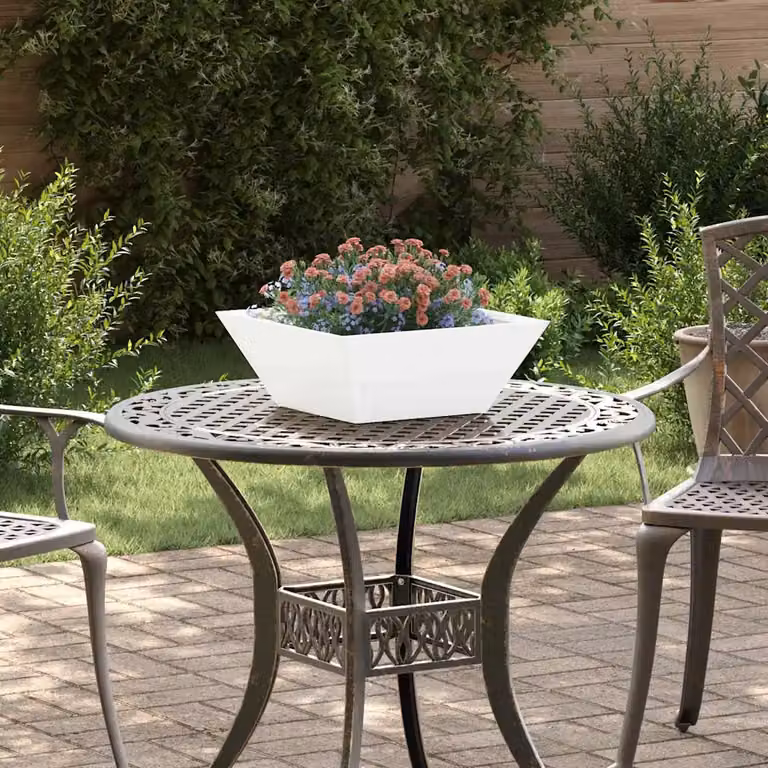 vidaXL Vaso da giardino in acciaio Bianco L/P/H: 40 x 40 x 15 cm